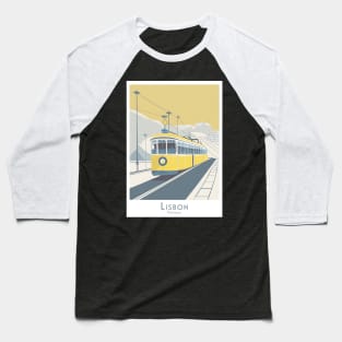 Vintage Lisbon Tram Travel Poster Baseball T-Shirt